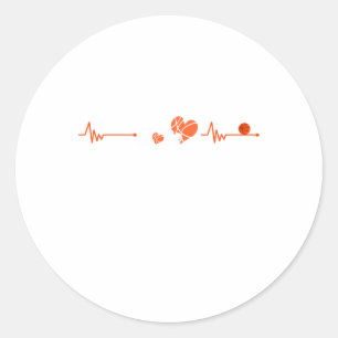 Basketball Heartbeat Runder Aufkleber