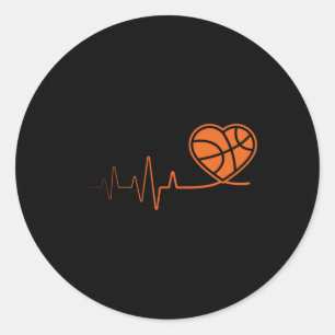 Basketball Heartbeat Sport Motive Runder Aufkleber
