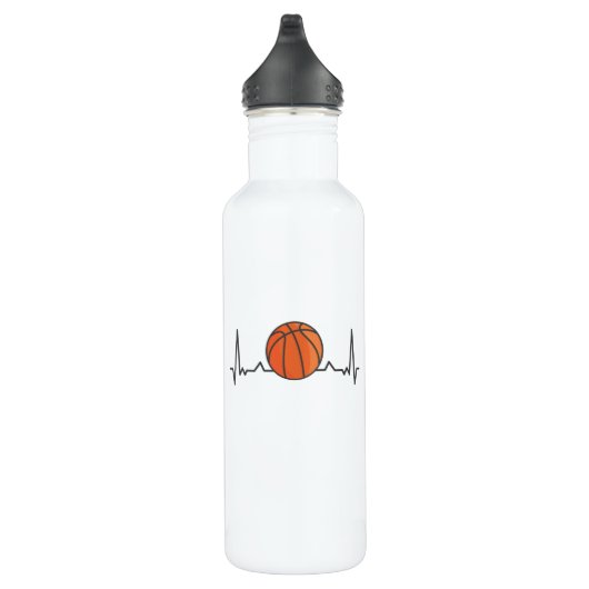 Basketball Heartbeat Sportgeschenke Edelstahlflasche (Rechts)