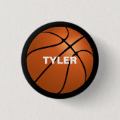 Basketball, Heimwerker-Name in Weiß, Schwarz Button (Vorderseite)
