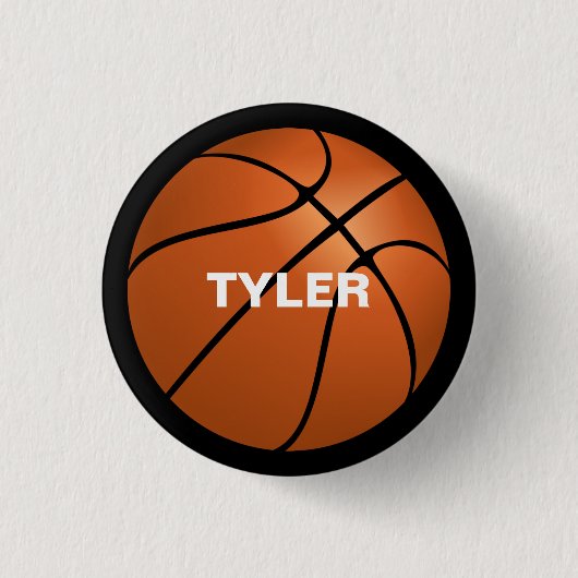 Basketball, Heimwerker-Name in Weiß, Schwarz Button (Vorderseite)