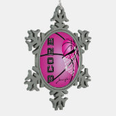 Basketball | Heiß rosa | Personalisieren Schneeflocken Zinn-Ornament (Links)