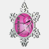 Basketball | Heiß rosa | Personalisieren Schneeflocken Zinn-Ornament (Rechts)