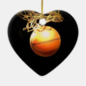 Basketball Herz Weihnachtsdekoration Keramikornament (Hinten)