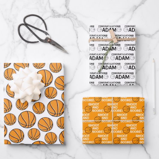 Basketball Herzlichen Glückwunsch Packpapier Blätt Geschenkpapier Set (Vorderseite)