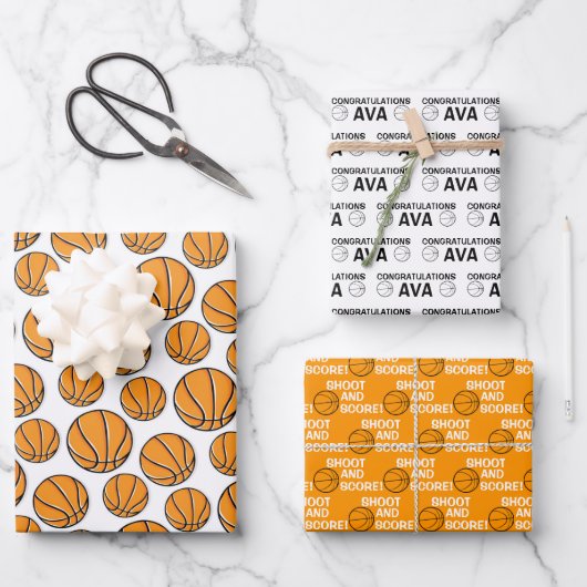 Basketball Herzlichen Glückwunsch Packpapier Blätt Geschenkpapier Set (Vorderseite)