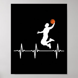 Basketball-Herzschlag für Männer und Jungen Poster
