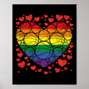 Basketball Herzstück Gay Retro Flag LGBT-Q Playa Poster