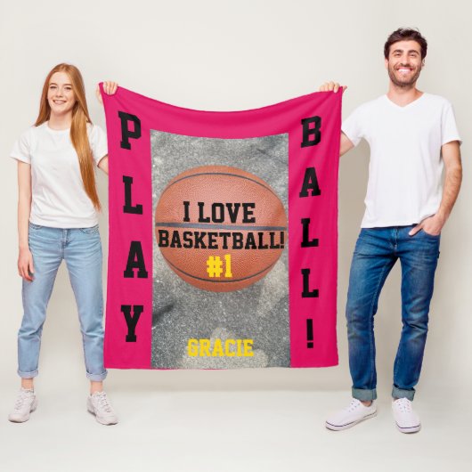 Basketball Himbeer Name Fleecedecke (Beispiel)