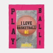 Basketball Himbeer Name Fleecedecke (Vorderseite)