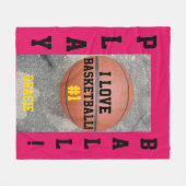 Basketball Himbeer Name Fleecedecke (Vorderseite (Horizontal))