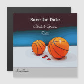 Basketball Hochzeit mit Liebe auf blau Magnetkarte (Vorne/Hinten)