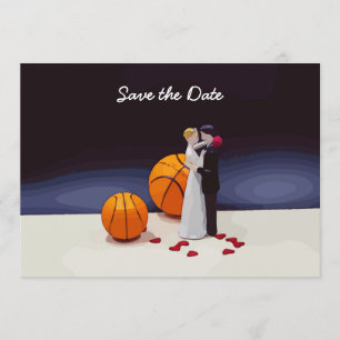 Basketball-Hochzeit Save-the-Date mit Braut und Br Einladung