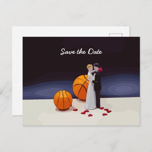 Basketball Hochzeit Sichern Sie das Datum mit Brau Postkarte (Vorne/Hinten)