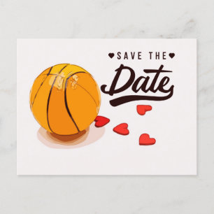Basketball Hochzeitstermin speichern Einladungspostkarte