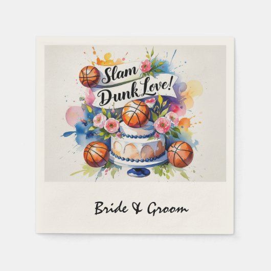 Basketball Hochzeitthema Serviette (Vorderseite)