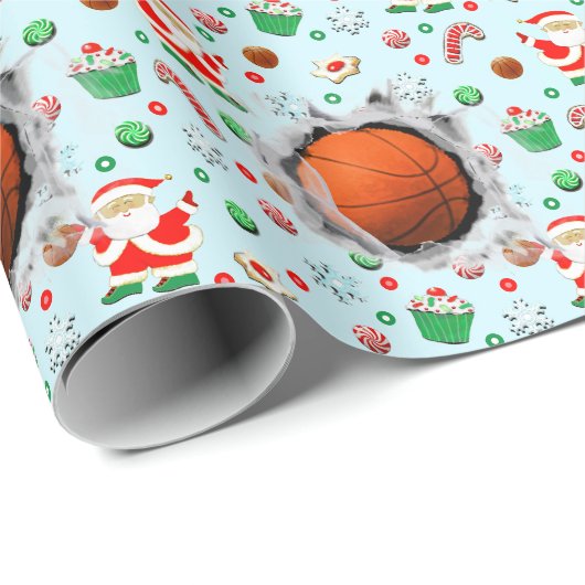 Basketball Holiday Geschenk Geschenkpapier (Rolleneckpunkt)