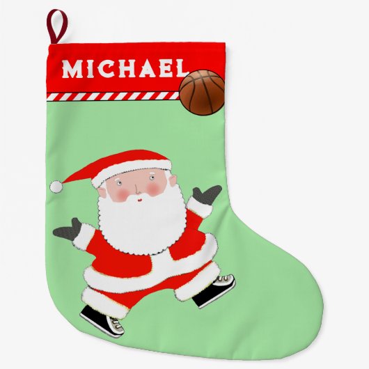 Basketball Holiday Geschenk Großer Weihnachtsstrumpf (Vorderseite)