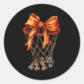 Basketball Hoop Net Coquette Bow Basketball Player Runder Aufkleber (Vorderseite)