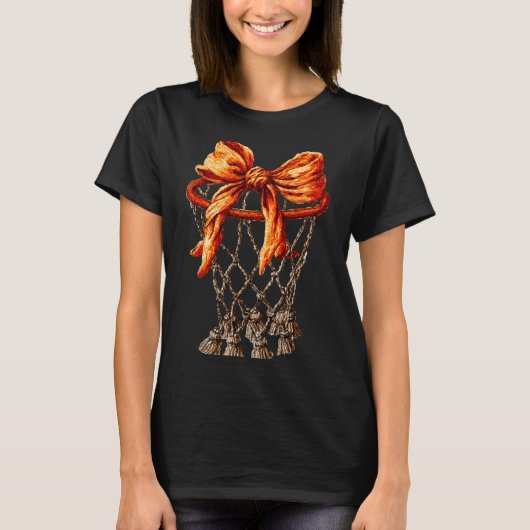 Basketball Hoop Net Coquette Bow Basketball Player T-Shirt (Vorderseite)