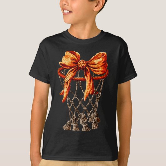 Basketball Hoop Net Coquette Bow Basketball Player T-Shirt (Vorderseite)