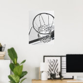 Basketball Hoop Schwarzweiß Minimalistisches Foto Poster (Heimbüro)