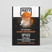 Basketball & Hoop Sports Geburtstagsparty Einladung (Stehend Vorderseite)
