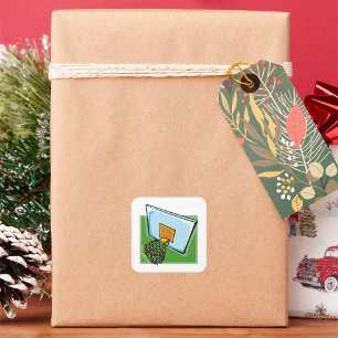 Basketball Hoop Sportuntergrund und Netz Quadratischer Aufkleber