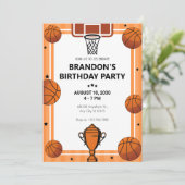 Basketball-Hoop-Trophäe Geburtstag Einladung (Stehend Vorderseite)