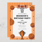 Basketball-Hoop-Trophäe Geburtstag Einladung (Vorne/Hinten)
