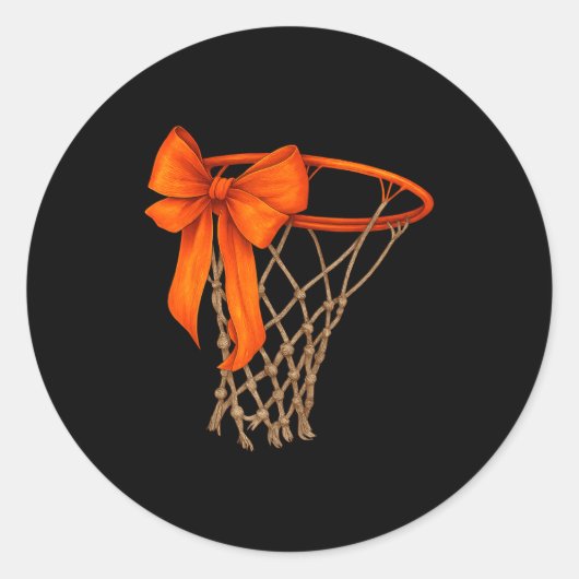 Basketball Hoop With Bow Cute Basketball Aesthetic Runder Aufkleber (Vorderseite)
