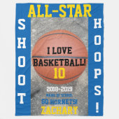 Basketball Hoops Mittleres Blue Spieler Jahr Fleecedecke (Vorderseite)