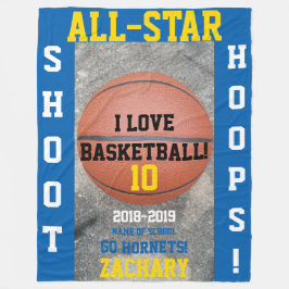 Basketball Hoops Mittleres Blue Spieler Jahr Fleecedecke