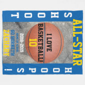 Basketball Hoops Mittleres Blue Spieler Jahr Fleecedecke (Vorderseite (Horizontal))