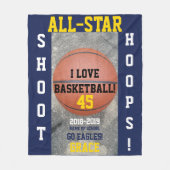 Basketball Hoops Navy Blue Team Jahr Fleecedecke (Vorderseite)