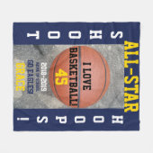 Basketball Hoops Navy Blue Team Jahr Fleecedecke (Vorderseite (Horizontal))