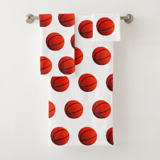 Basketball Hoops Orange Black Basketballs 4 Schott Badhandtuch Set (Insitu)