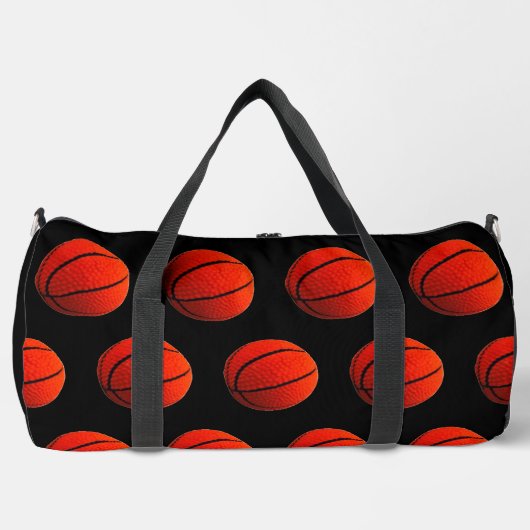 Basketball Hoops Orange Schwarze Druckfarbe Nähtas Duffle Bag (Vorderseite)