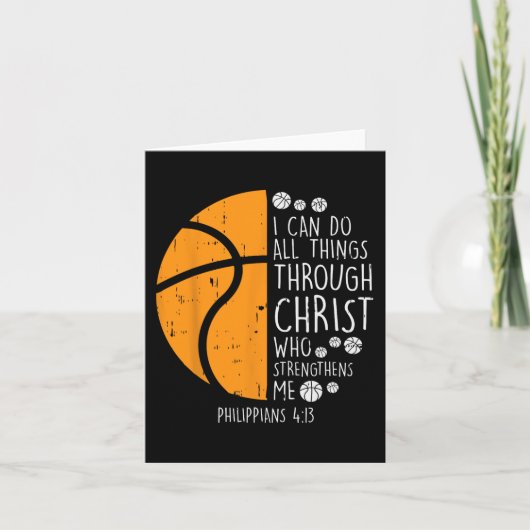 Basketball I kann Dinge tun Bibel Verse Gott Jesus Karte (Vorderseite)