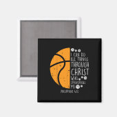 Basketball I kann Dinge tun Bibel Verse Gott Jesus Magnet (Vorderseite/Rückseite)