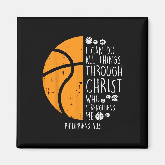 Basketball I kann Dinge tun Bibel Verse Gott Jesus Magnet (Vorne)