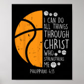 Basketball I kann Dinge tun Bibel Verse Gott Jesus Poster (Vorne)