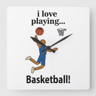 Basketball I Liebe Basketball spielen Quadratische Wanduhr