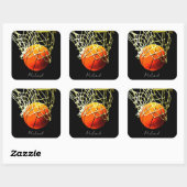 Basketball I Liebe Ihr Name Quadratischer Aufkleber (Blatt)