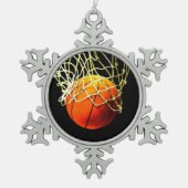 Basketball I Liebe Schneeflocken Zinn-Ornament (Vorderseite)