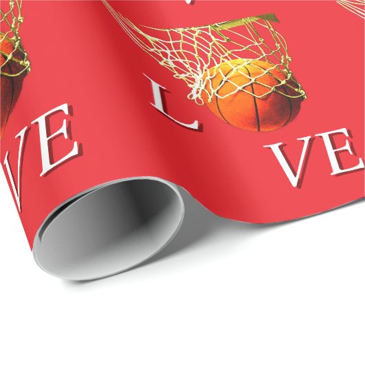 Basketball I Love Geschenkpapier (Rolleneckpunkt)