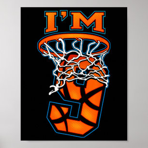 Basketball I m 9 Boy Girl 9. Geburtstag Poster