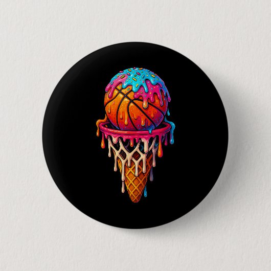 Basketball Ice Cream Drip For Boys Girls Youth Bas Button (Vorderseite)