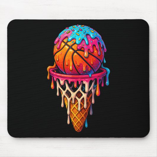 Basketball Ice Cream Drip For Boys Girls Youth Bas Mousepad (Vorne)