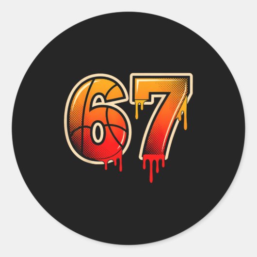 Basketball Ice Cream Drip Funny 67 Six Seven Gen A Runder Aufkleber (Vorderseite)